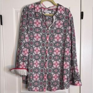 Pink and Gray Patterned Button-Up Shirt